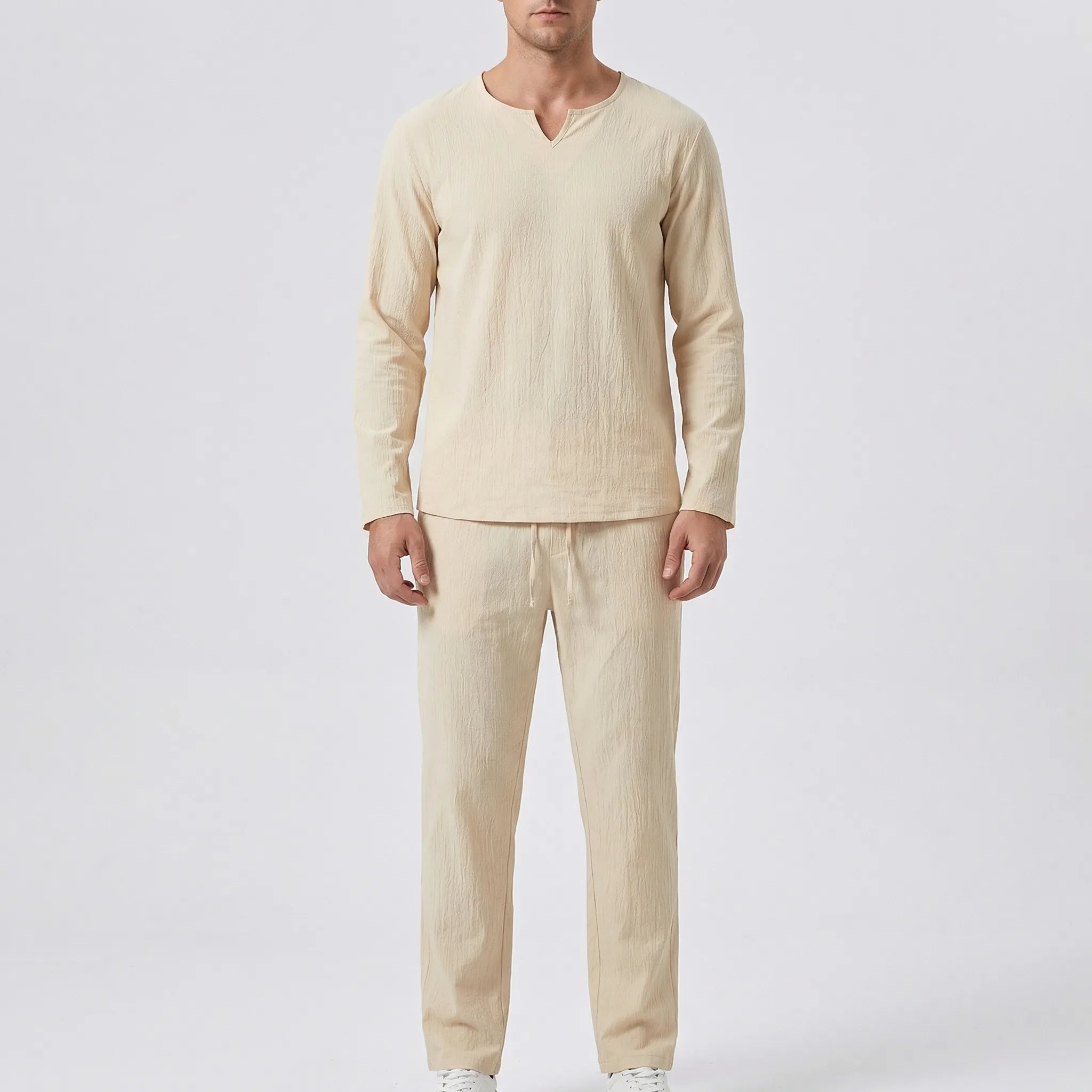 Herren-Lounge-Set atmungsaktiv Langarm-Oberteil und Hose lockere Passform