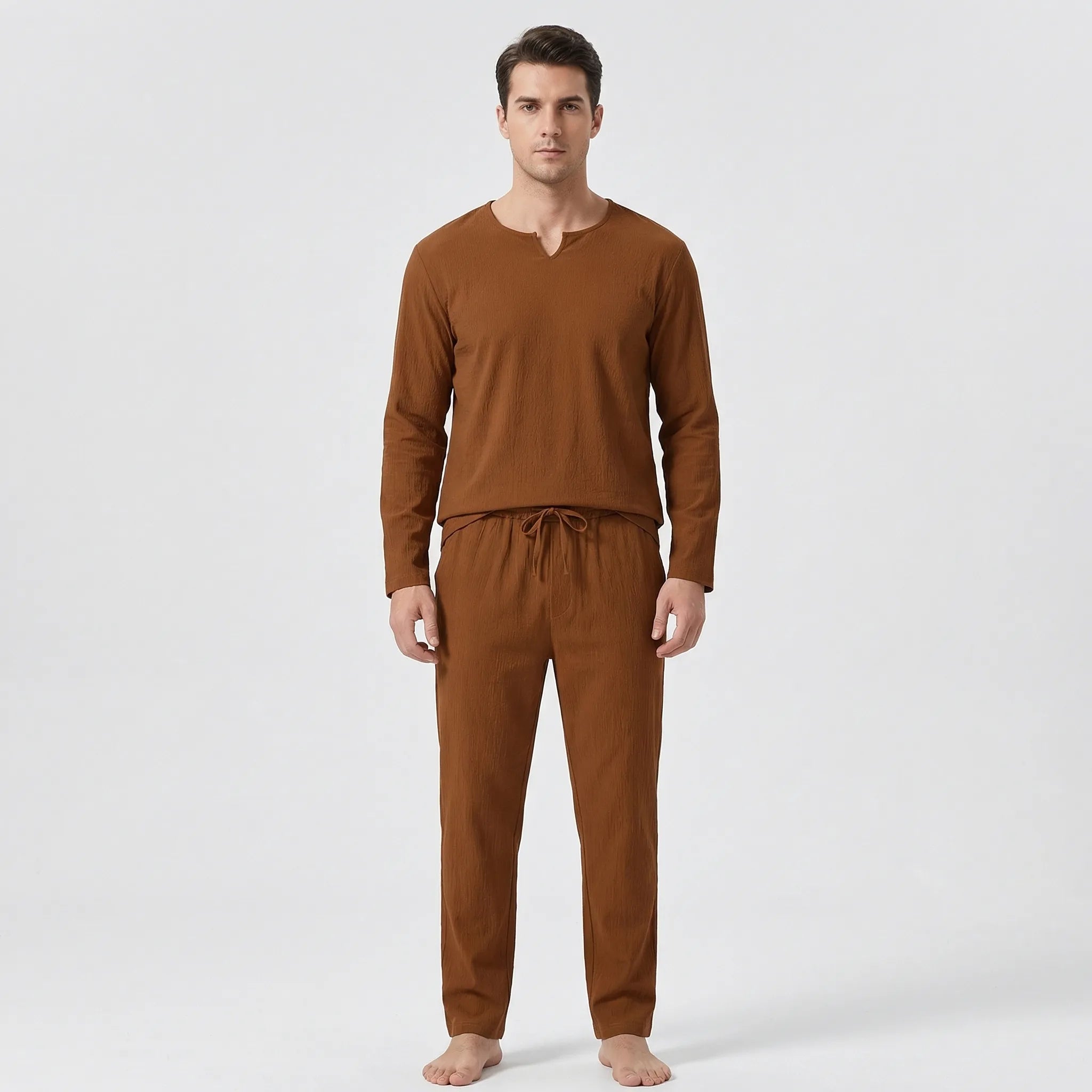 Herren-Lounge-Set atmungsaktiv Langarm-Oberteil und Hose lockere Passform
