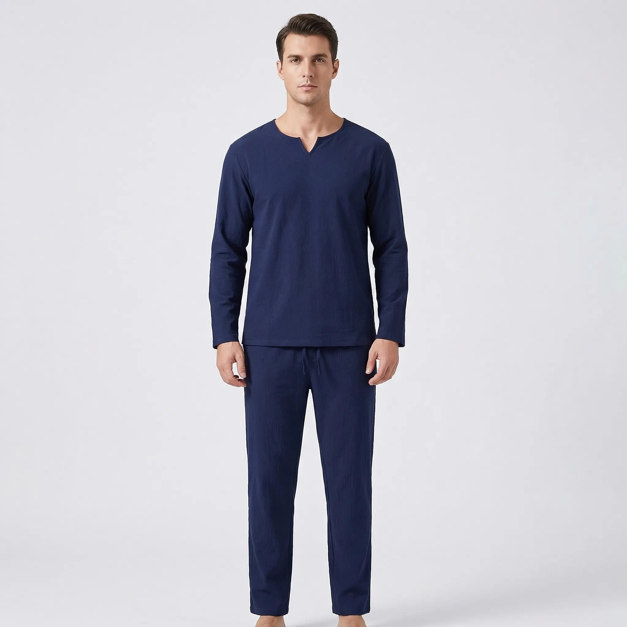 Herren-Lounge-Set atmungsaktiv Langarm-Oberteil und Hose lockere Passform