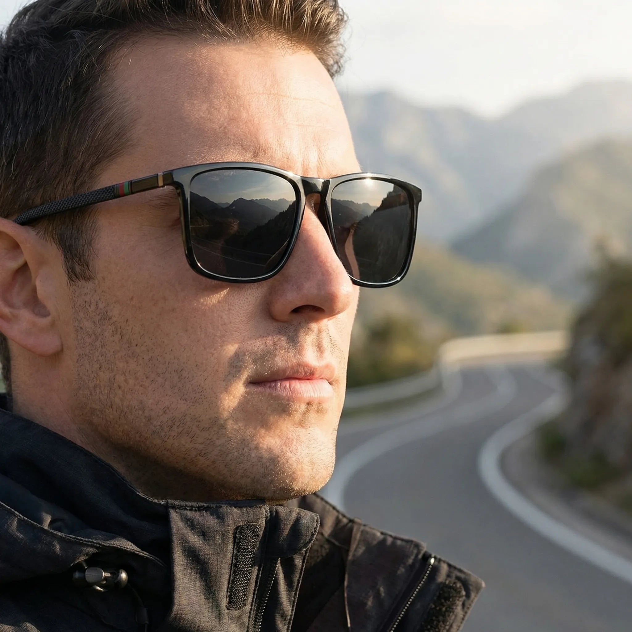 Eckige Herren-Sonnenbrille polarisiert, UV400-Schutz, Fahrbrille