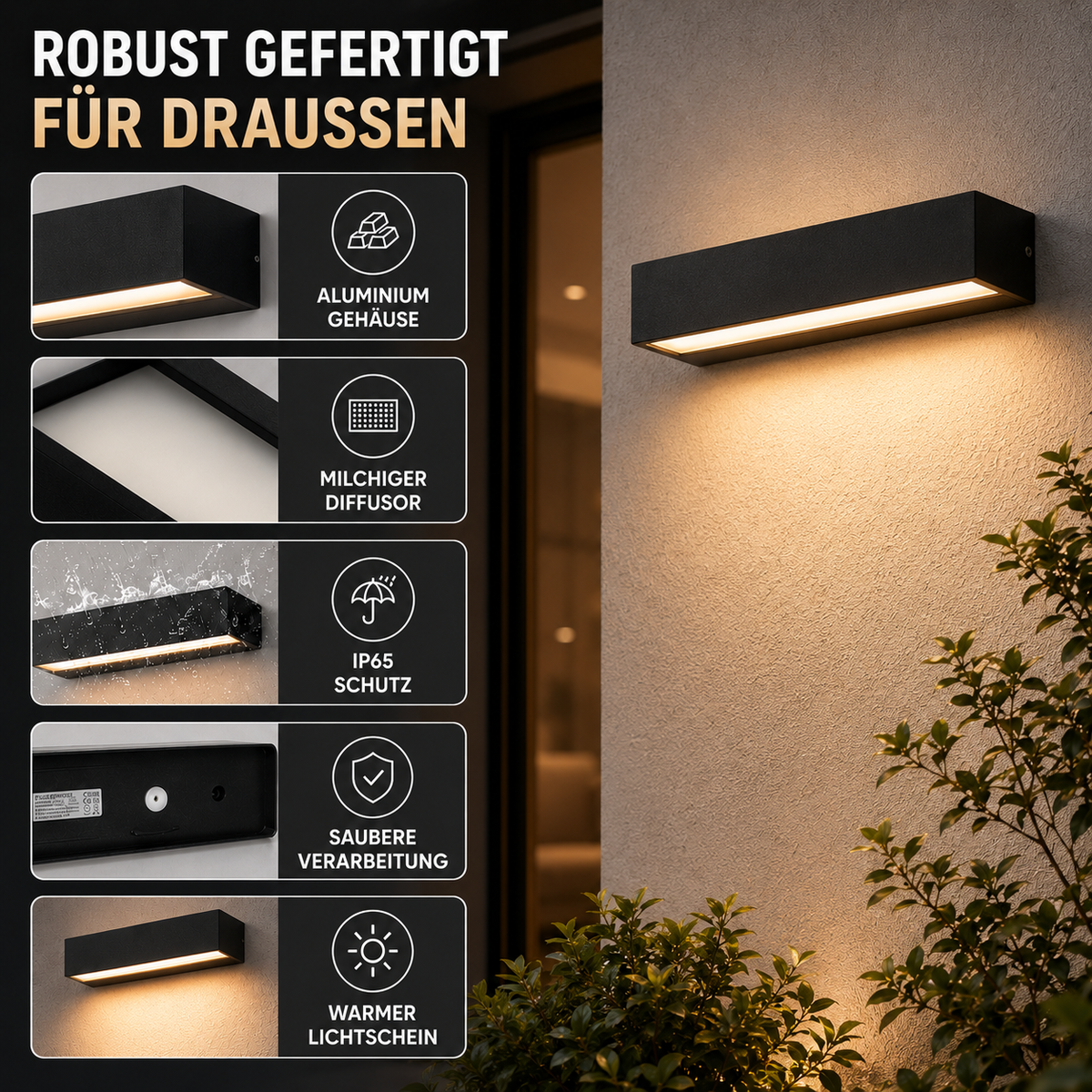Nordspur | Solarbetriebene Wandleuchte
