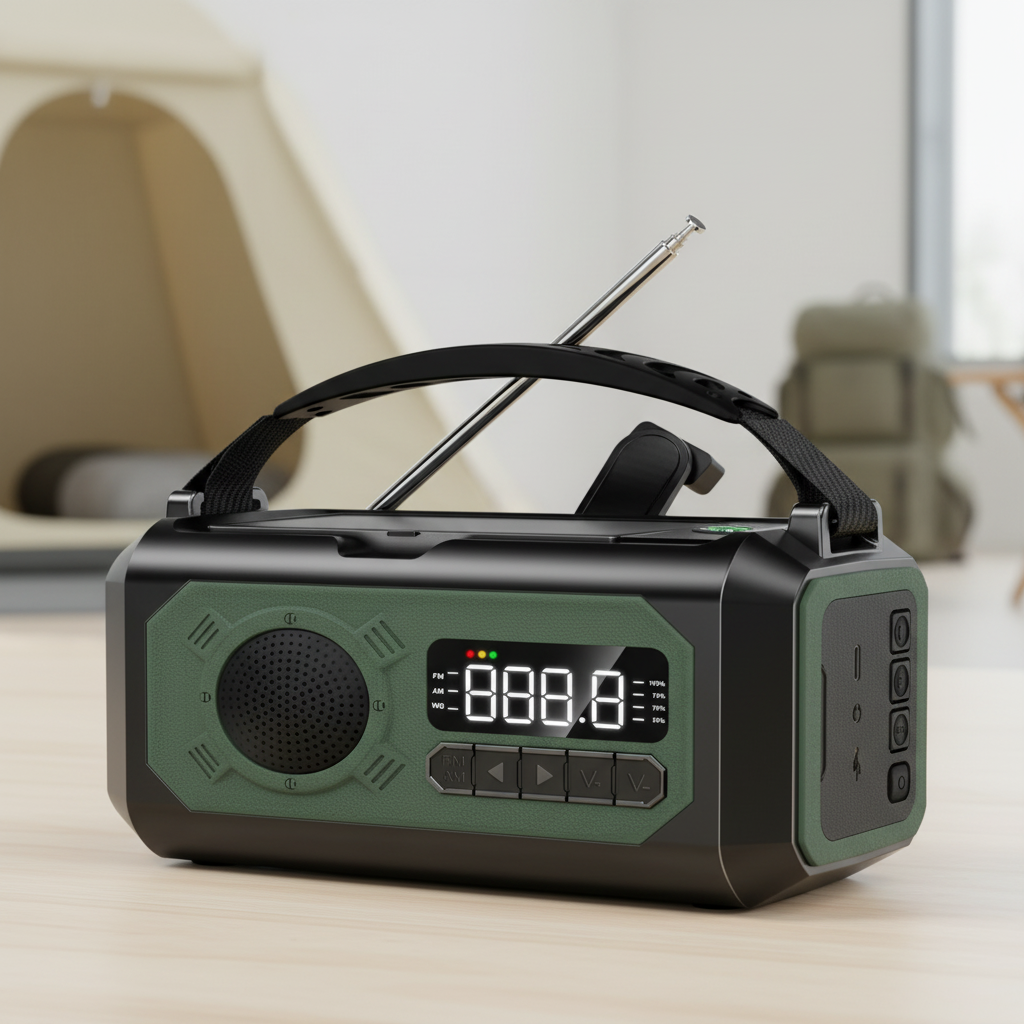 Notfallradio mit Taschenlampe, Powerbank und Solarladung