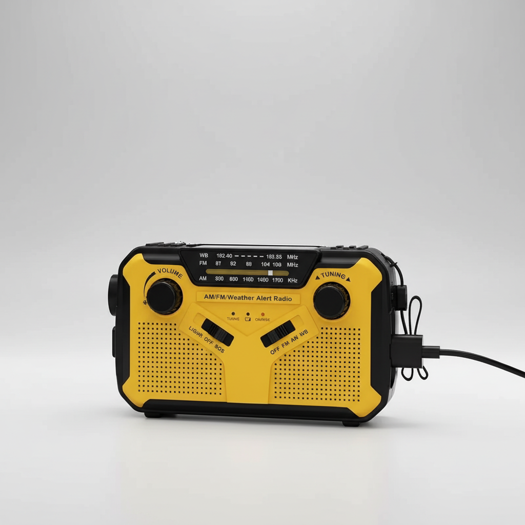 Tragbares Notfallradio mit Solarpanel und Handkurbel