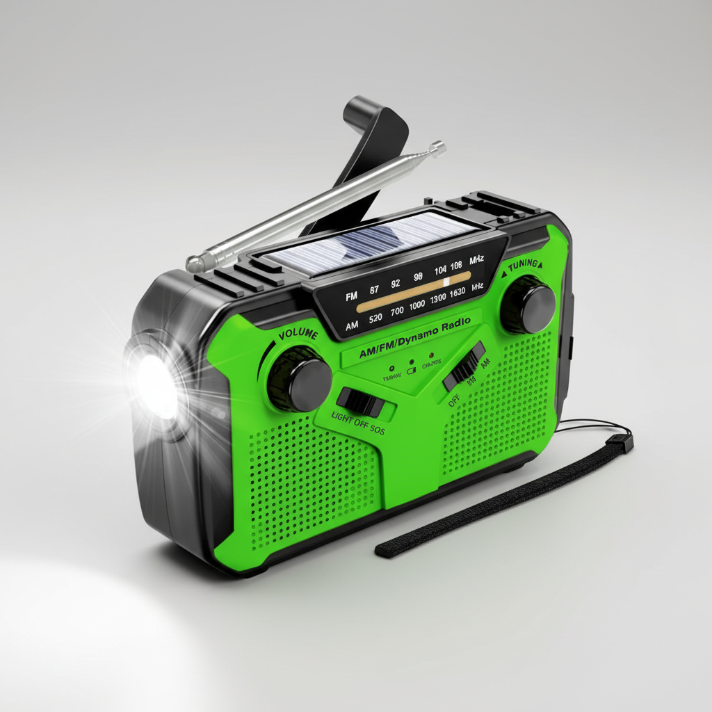 Notfallradio mit Handkurbel und Solaraufladung