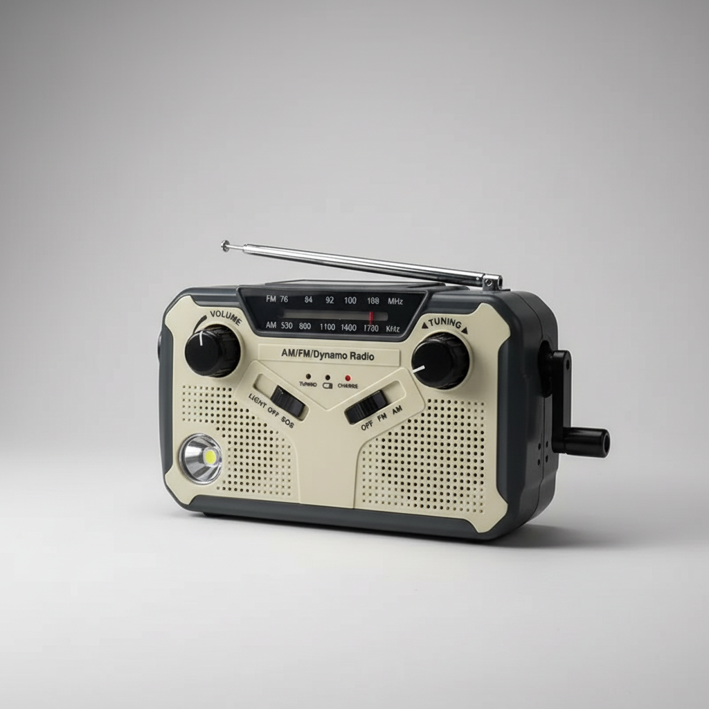 Notfallradio mit Handkurbel und Solaraufladung