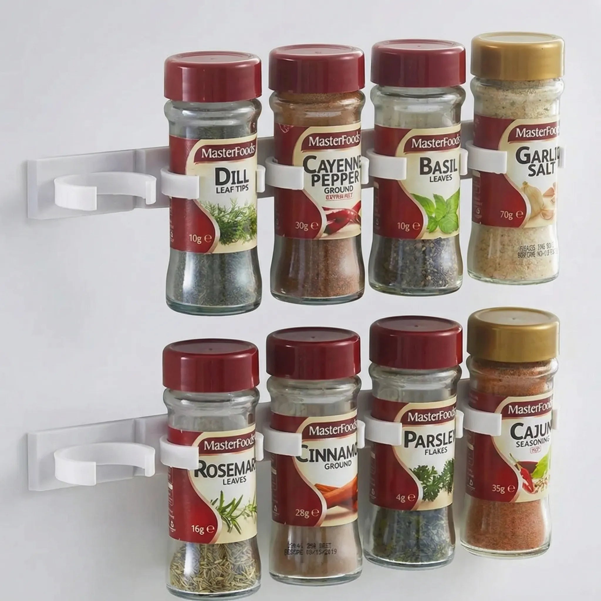 Gewürzglas-Halter Wandmontage grau platzsparend Küchenorganisation