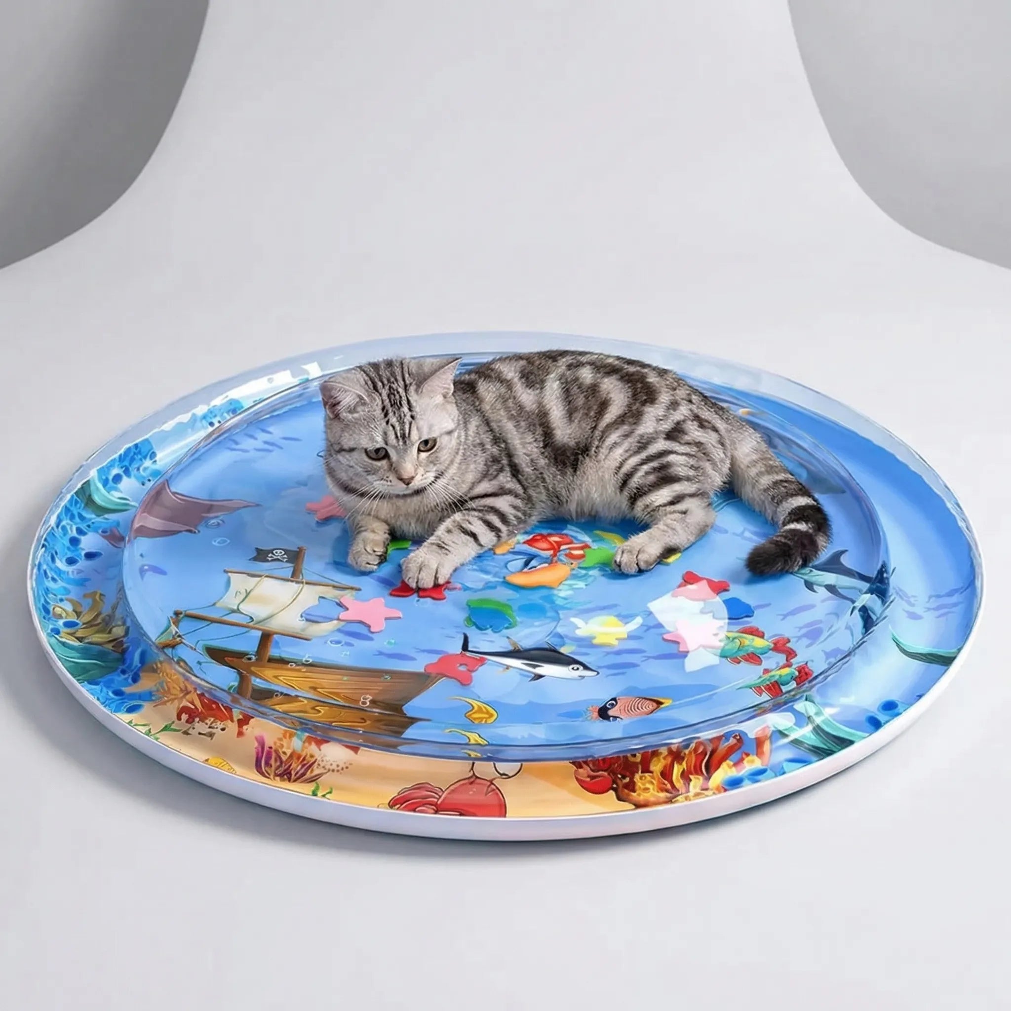 Aufblasbare Wassermatte mit Ozeanmuster für Katzen und Babys