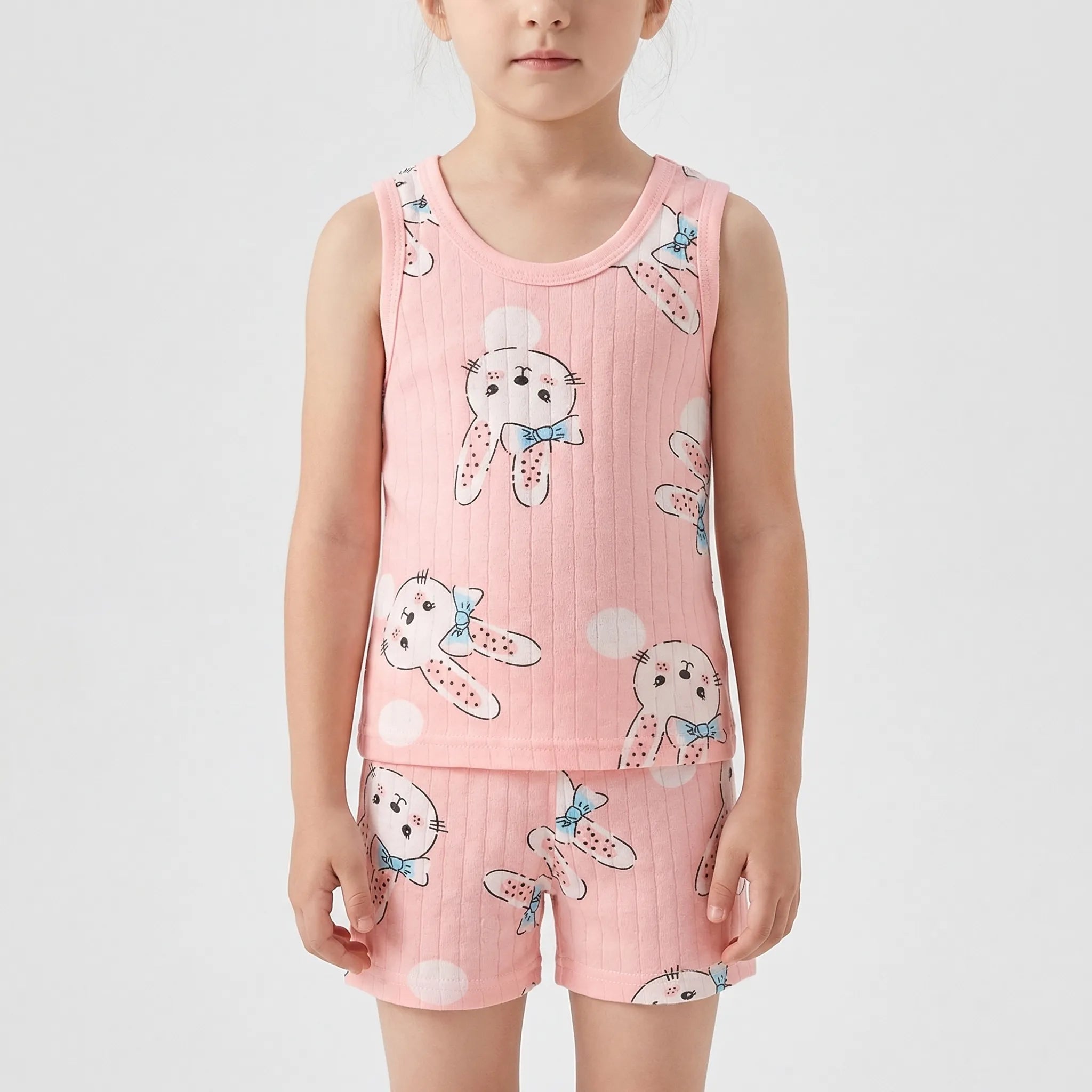 Kinder Sommer Set mit Cartoon-Print ärmelloses Oberteil und Shorts