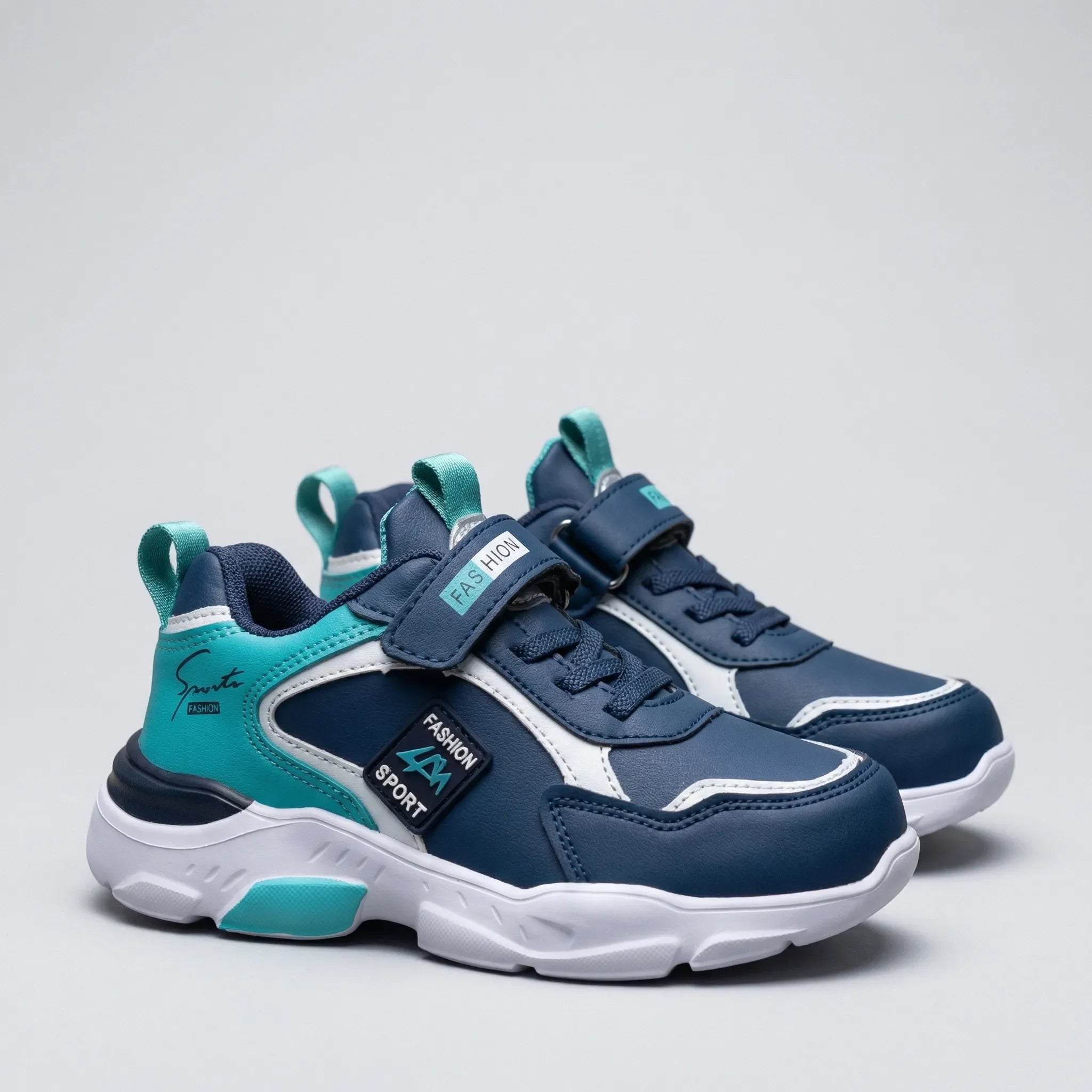 Jungen-Sportschuhe atmungsaktiv Klettverschluss gepolsterte Sohle