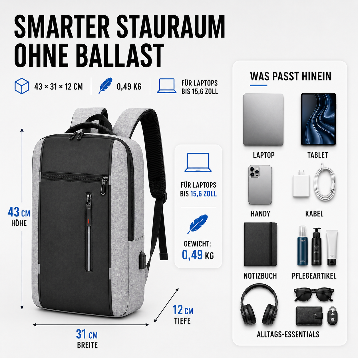 Nordspur | Spritzwassergeschützter Business-Rucksack