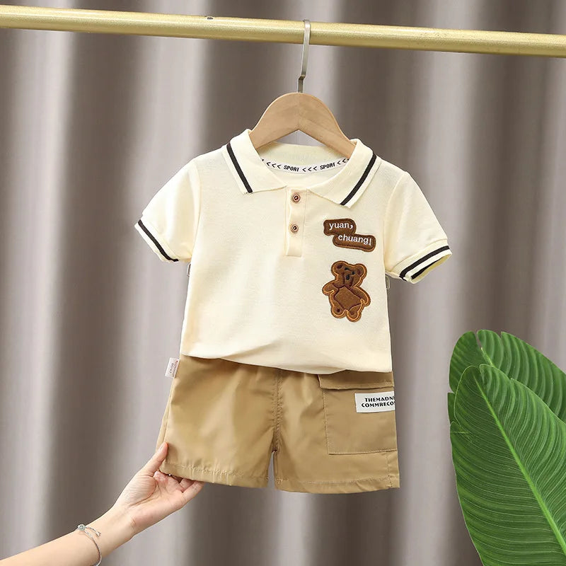 Baby Sommer Set Jungen T-Shirt Shorts Cartoon Print atmungsaktiv