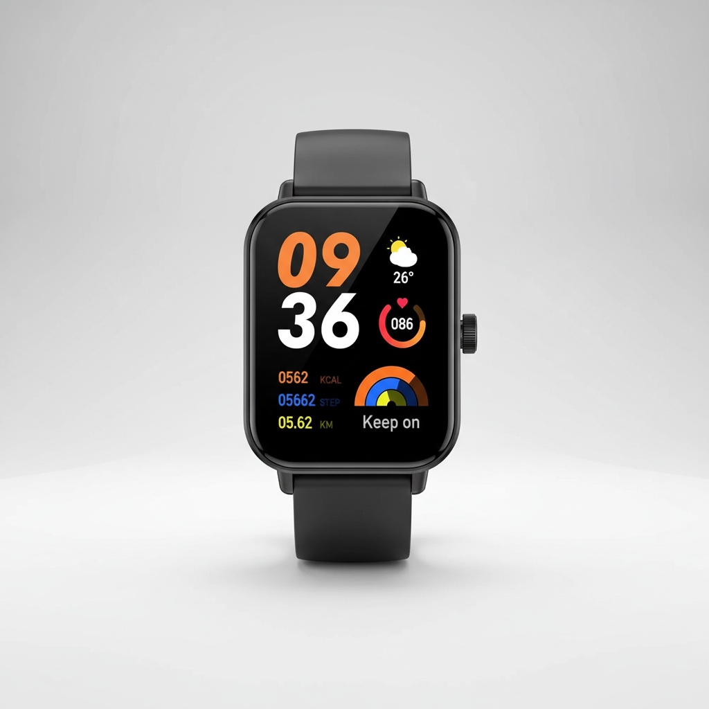 Quadratische Smartwatch mit Touchscreen und Gesundheitsfunktionen