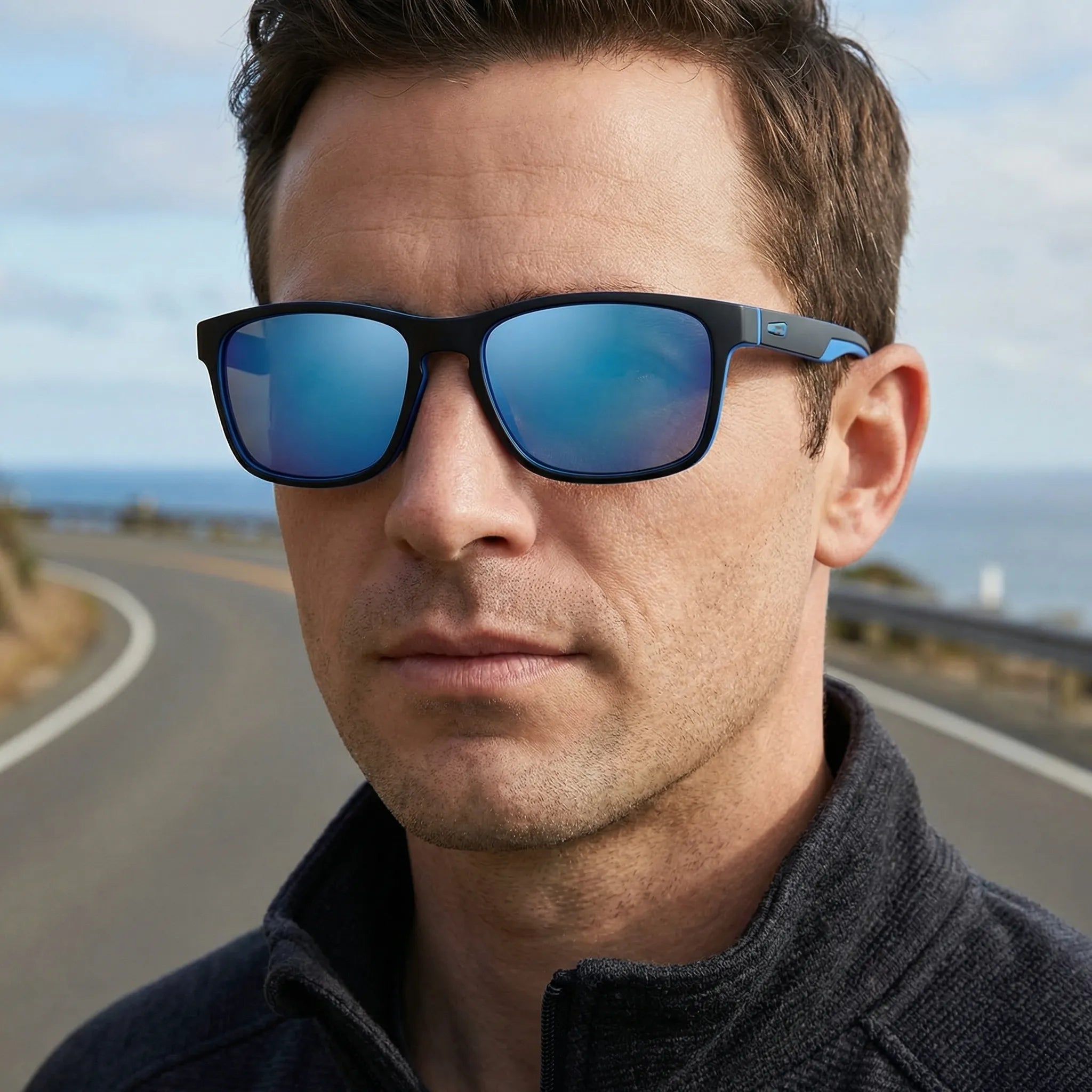 Quadratische polarisierte Sonnenbrille mit UV400-Schutz und leichtem PC-Gestell