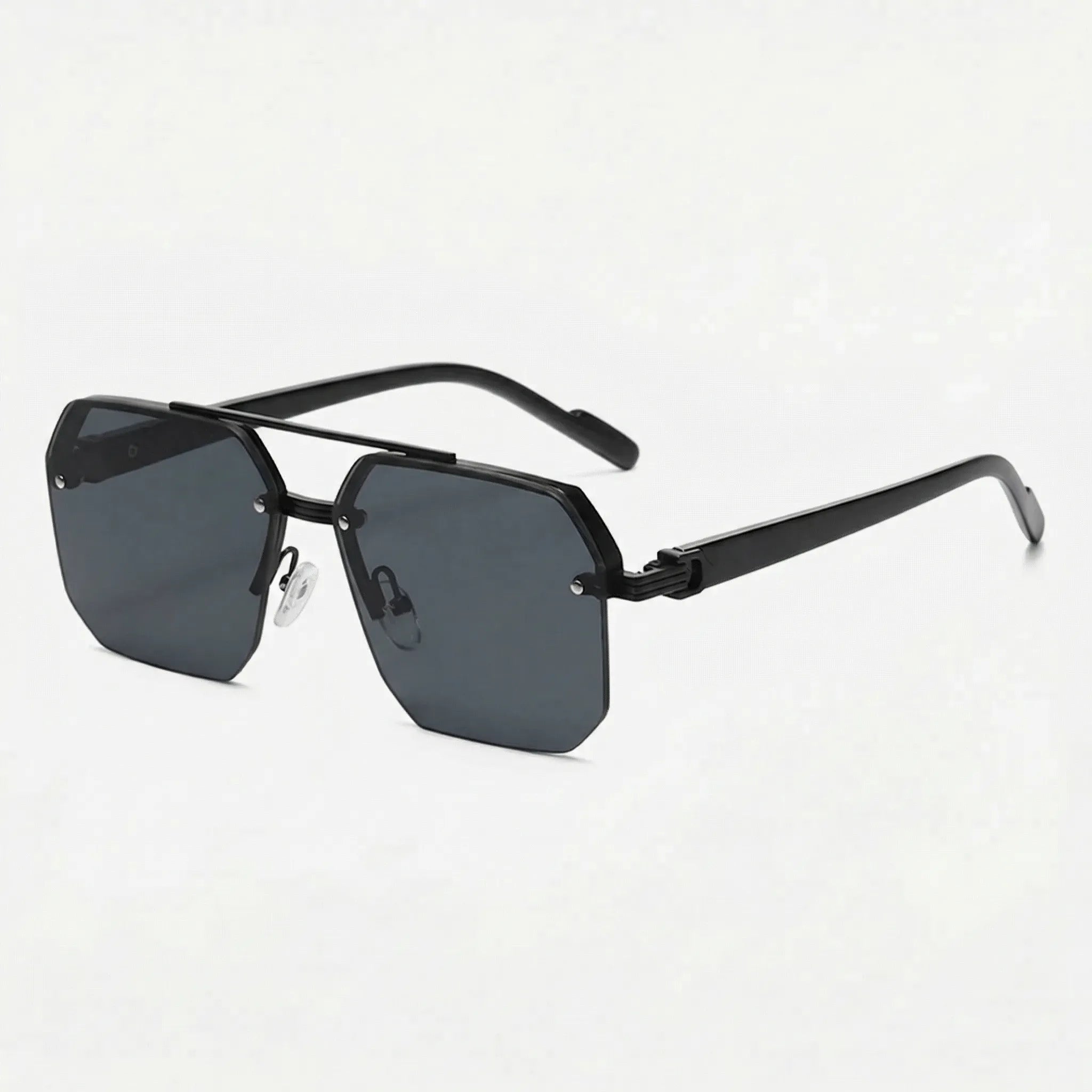 Quadratische Herren-Sonnenbrille mit Halbrahmen-Design und Farbverlauf-Gläsern