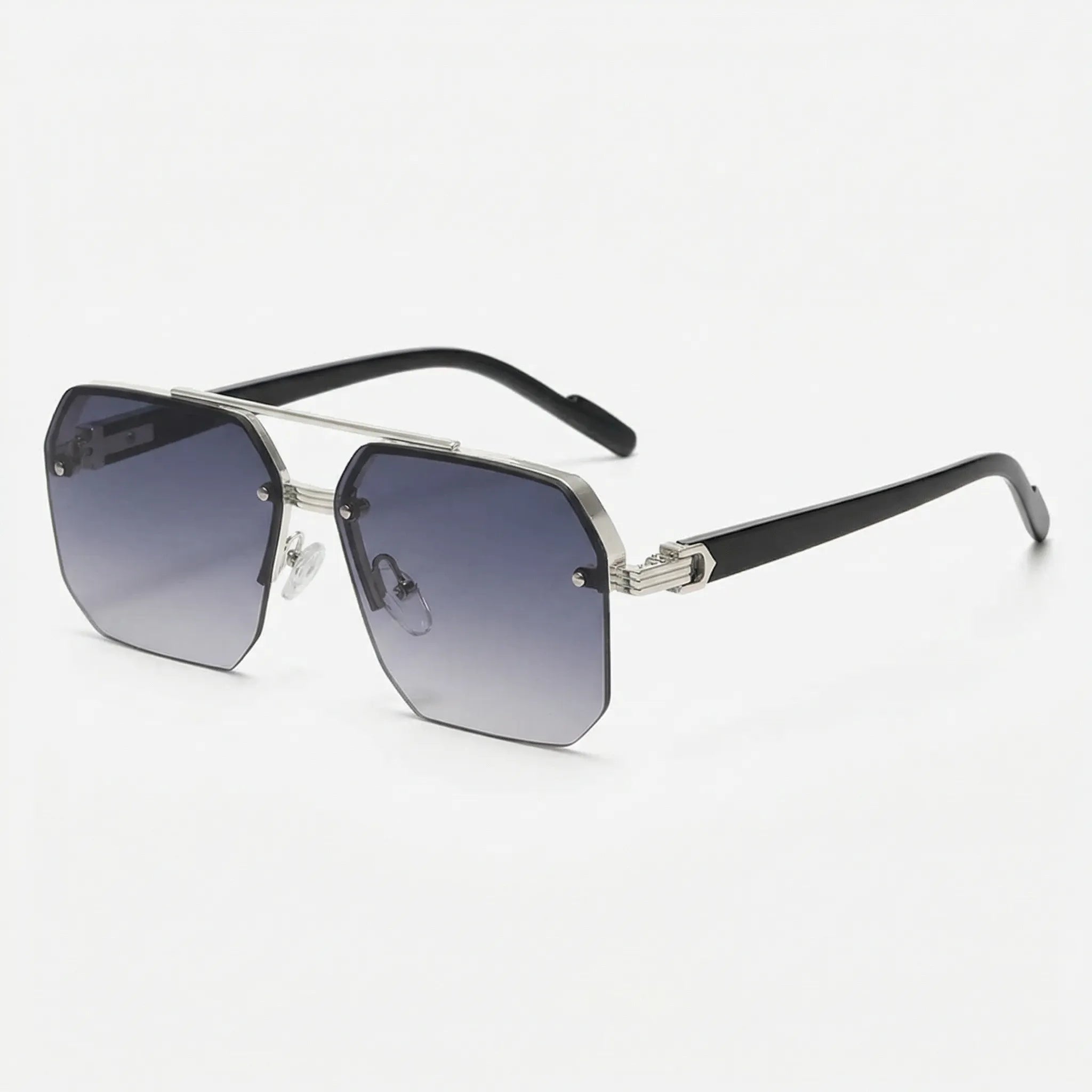 Quadratische Herren-Sonnenbrille mit Halbrahmen-Design und Farbverlauf-Gläsern