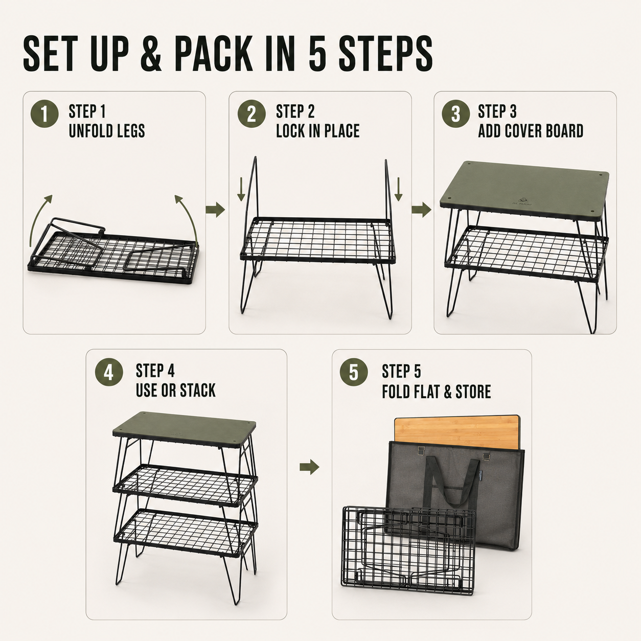 Nordspur | Stackly Klappbarer Stapelbarer Outdoor-Campingtisch