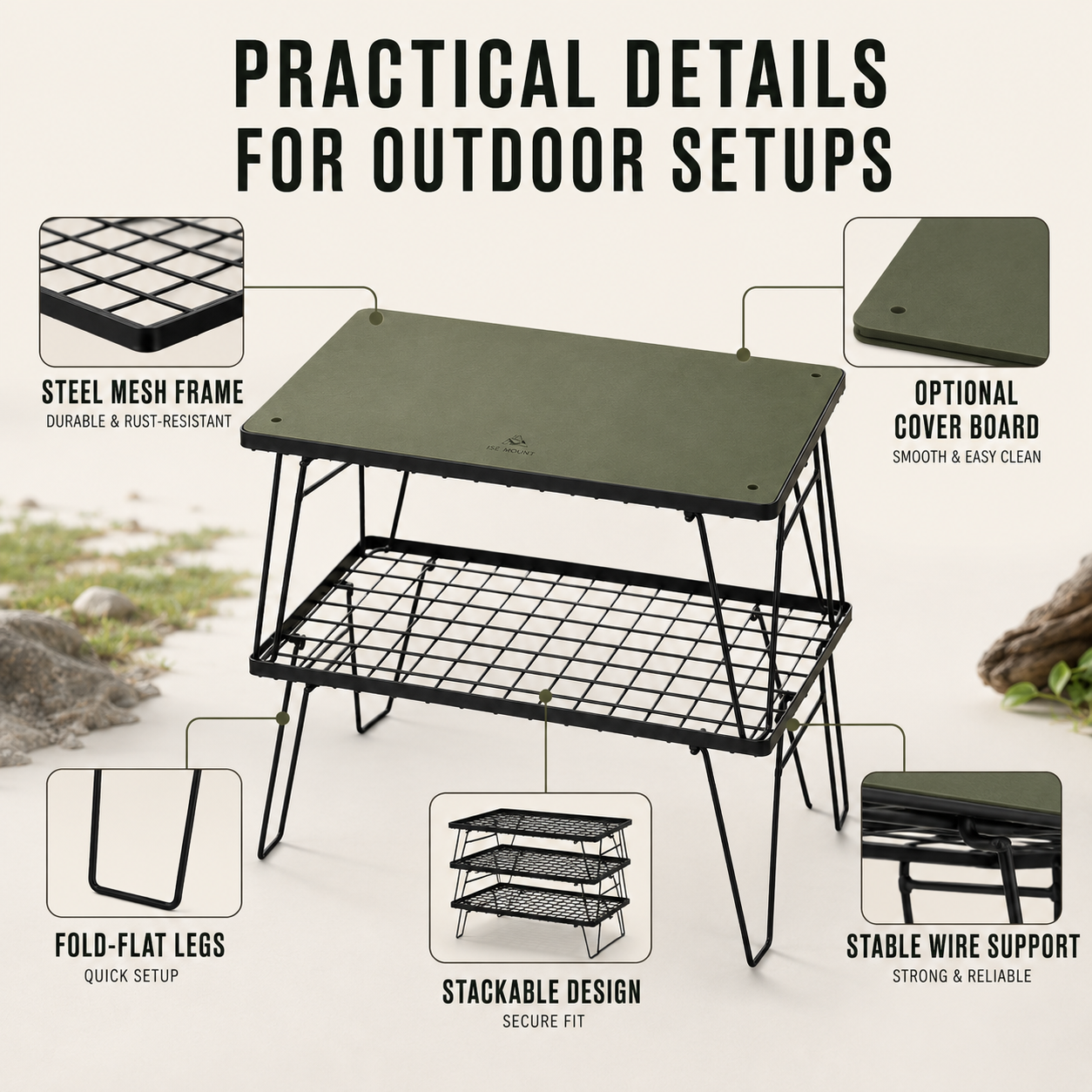 Nordspur | Stackly Klappbarer Stapelbarer Outdoor-Campingtisch