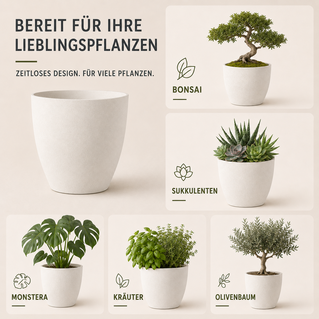 Nordspur | Stonveil Großer Blumentopf mit Frosted-Steinoptik