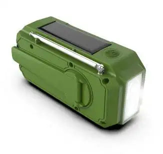 Notfallradio mit Kurbelantrieb, Solarpanel und integrierter Taschenlampe