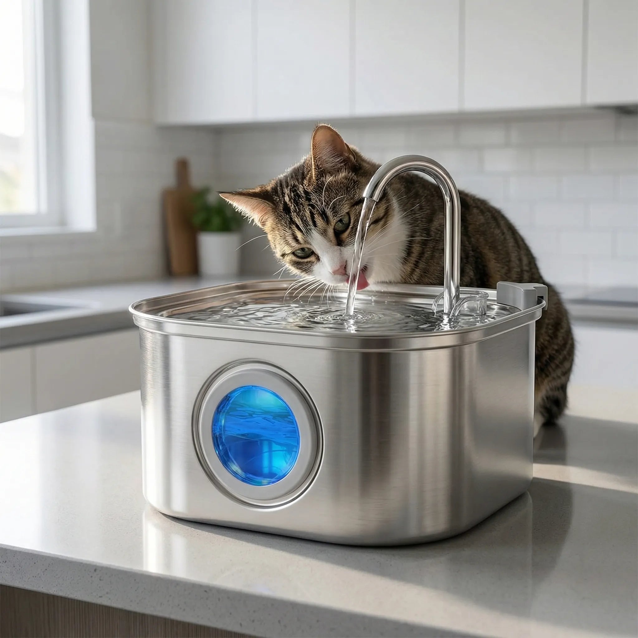 Automatischer Trinkbrunnen für Haustiere Edelstahl mit Filter