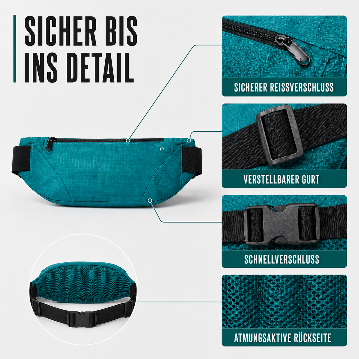 Nordspur | StrideLume Leichte Wasserdichte Gürteltasche