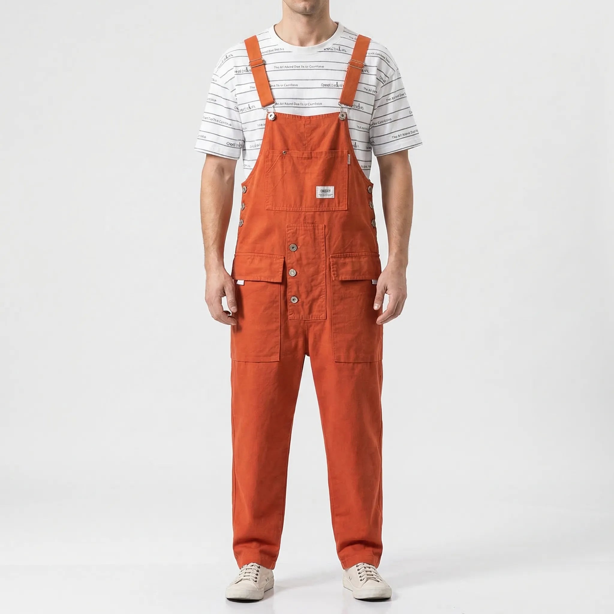 Herren-Latzoverall gerade Bein lockere Passform mehrere Taschen