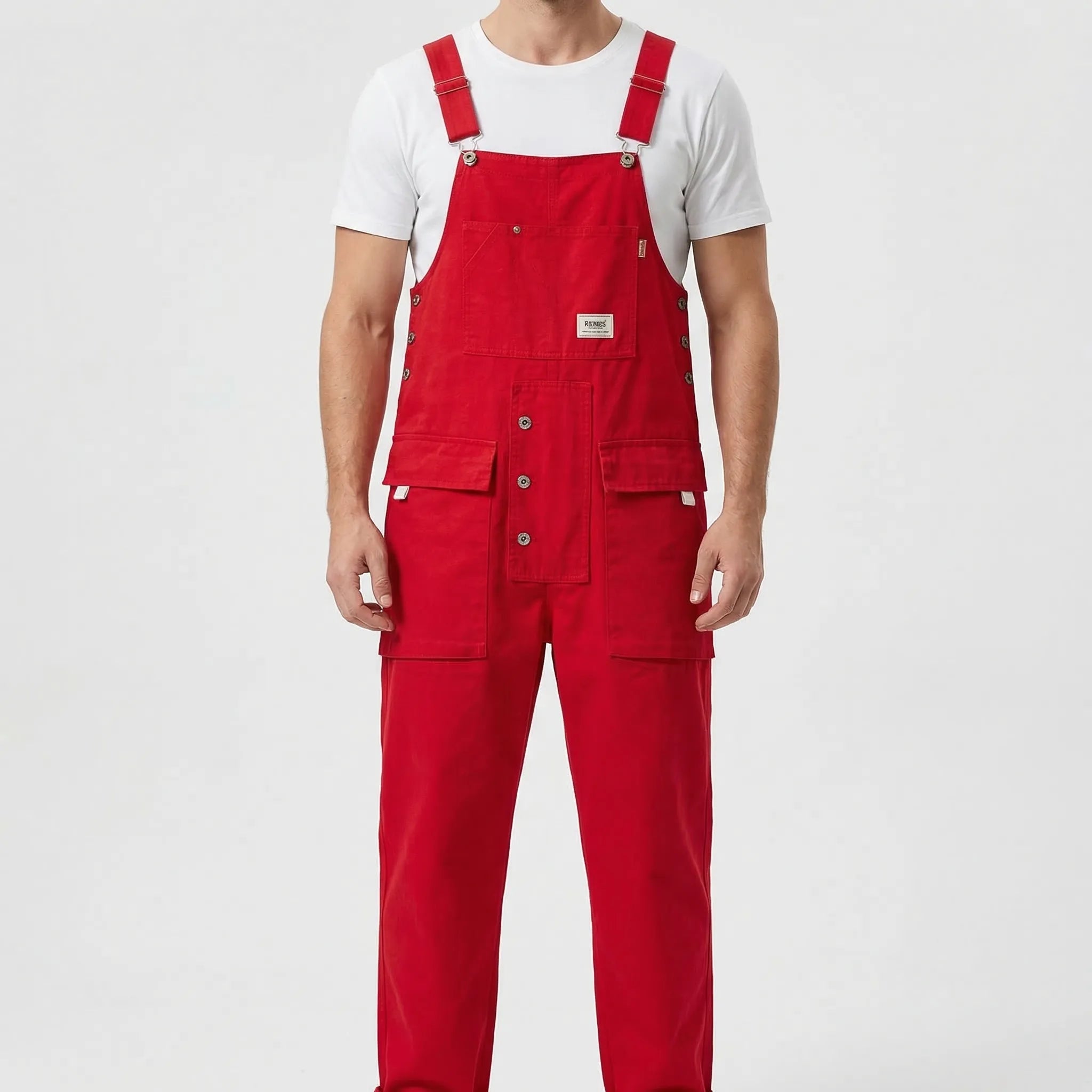 Herren-Latzoverall gerade Bein lockere Passform mehrere Taschen