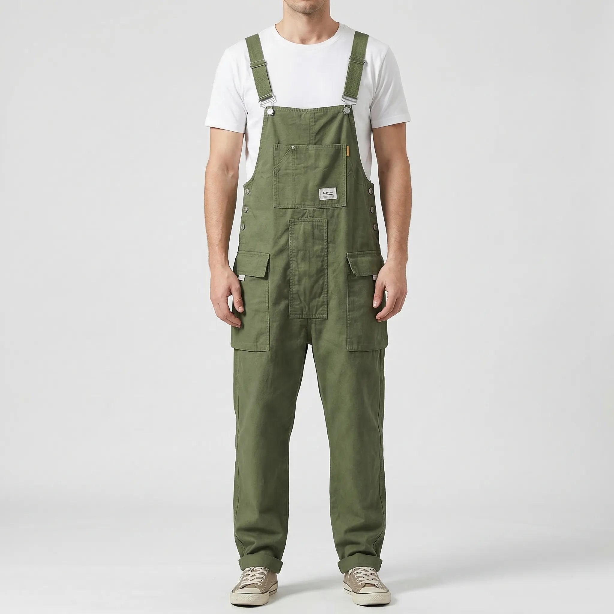 Herren-Latzoverall gerade Bein lockere Passform mehrere Taschen