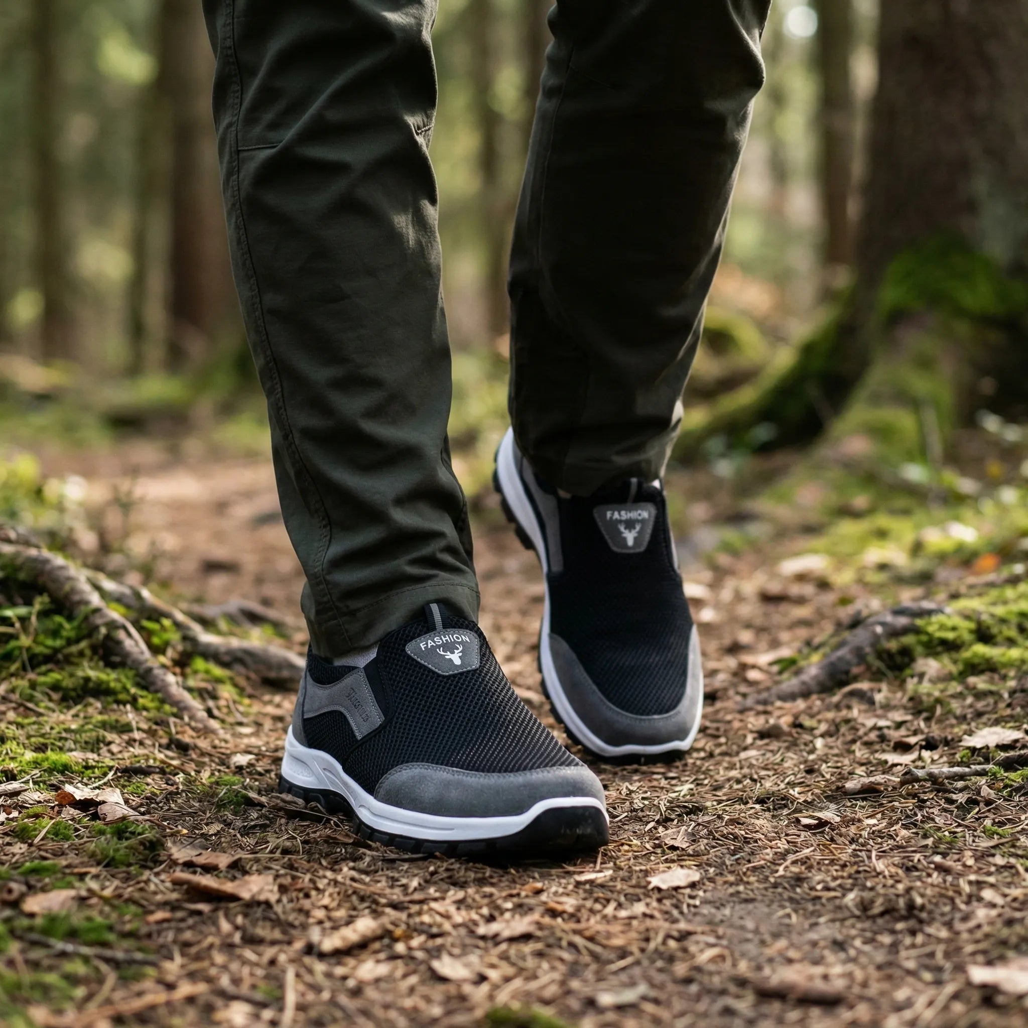Herren Slip-On Gehschuhe mit rutschfester Sohle und Fußgewölbestütze