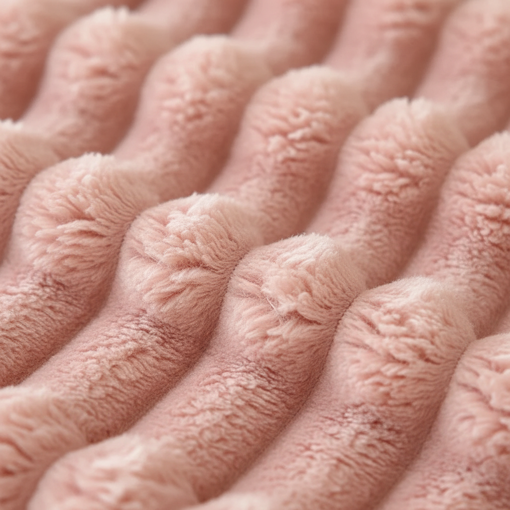 Gestreifte Korallenfleece-Decke mit strukturierten Rippen zur Wärmeerhaltung