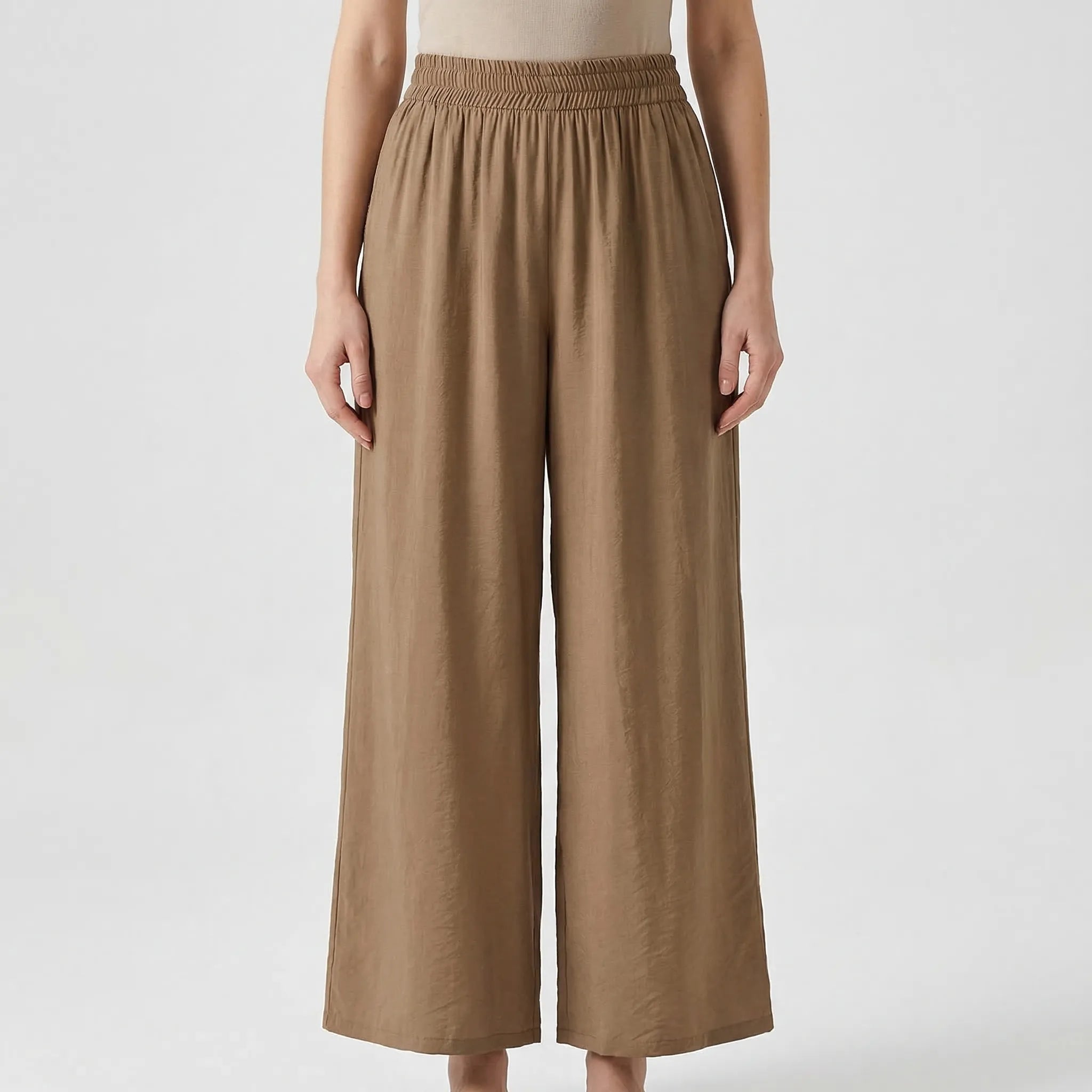 Damen Zweiteiler Set Hemd mit Gürtel und Hose mit weitem Bein
