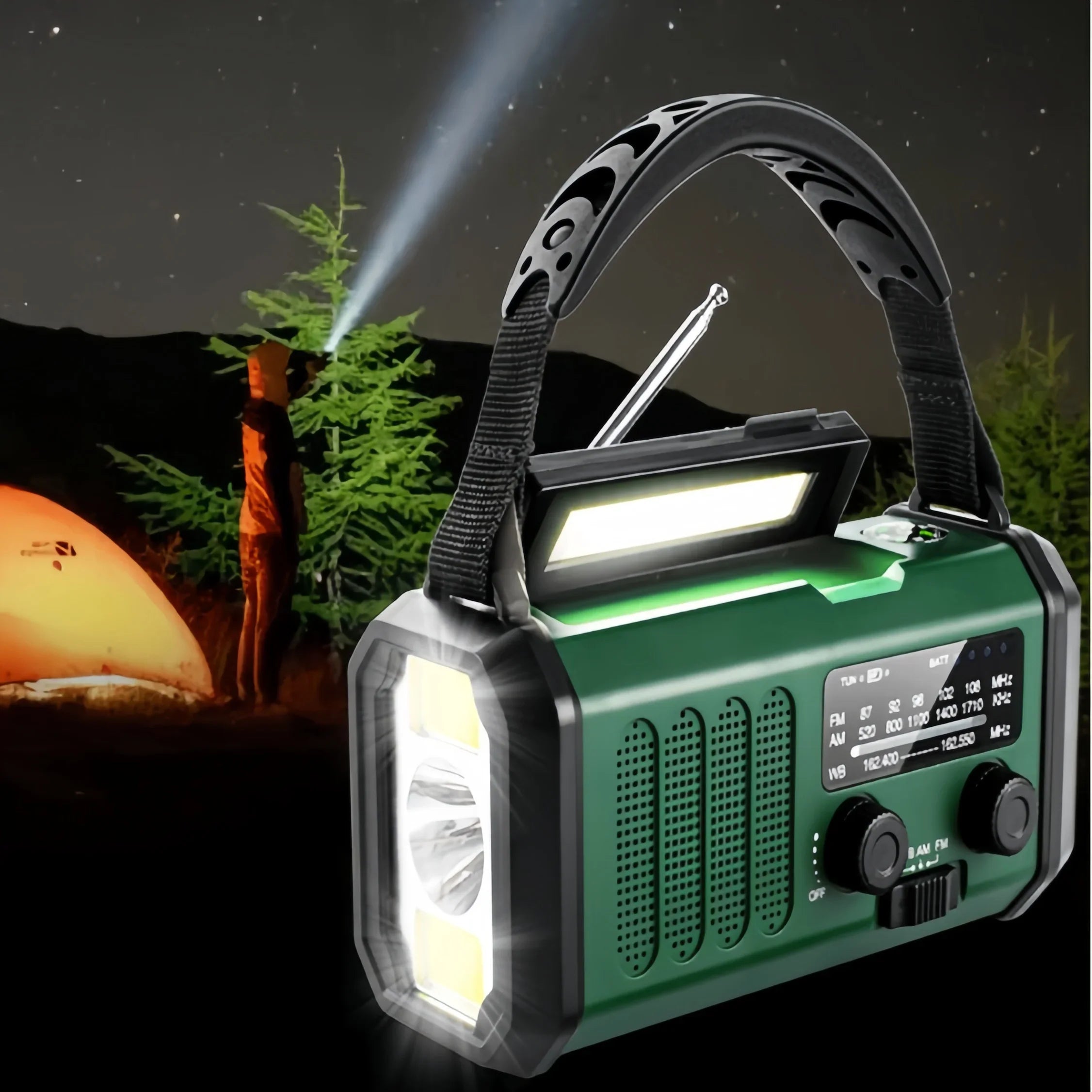 Notfallradio mit Handkurbel, Solarladung und LED-Licht