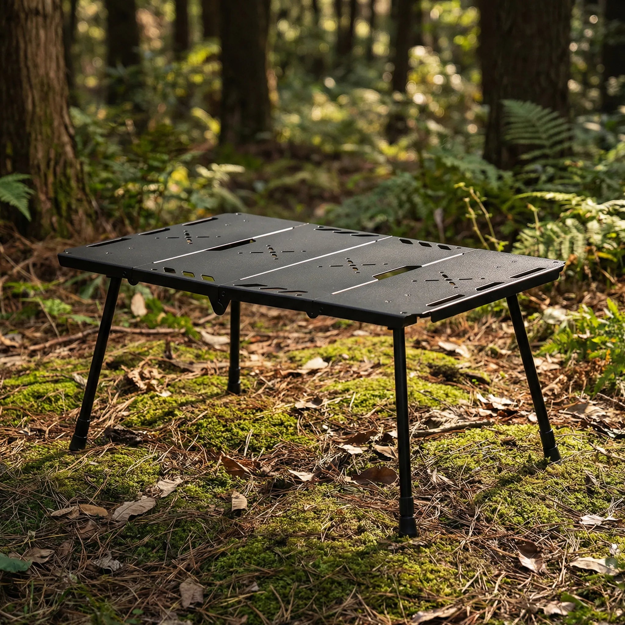 Klappbarer Campingtisch mit verstellbaren Beinen und Tragetasche