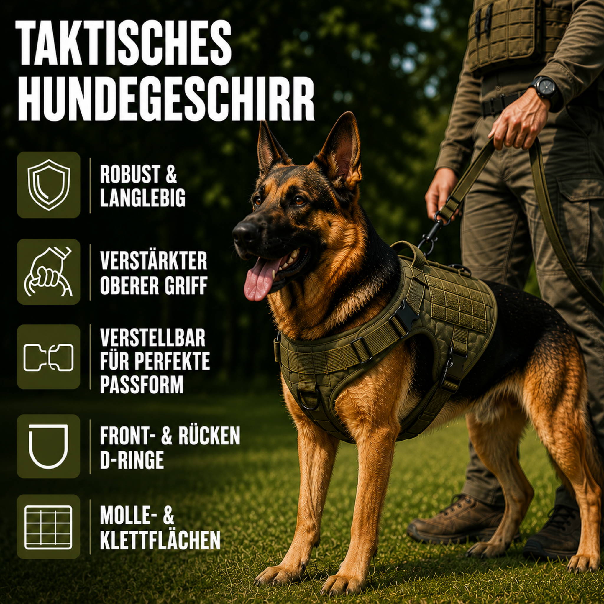 Nordspur | Tacticanine Militär-Stil Taktisches Hundegeschirr-Set