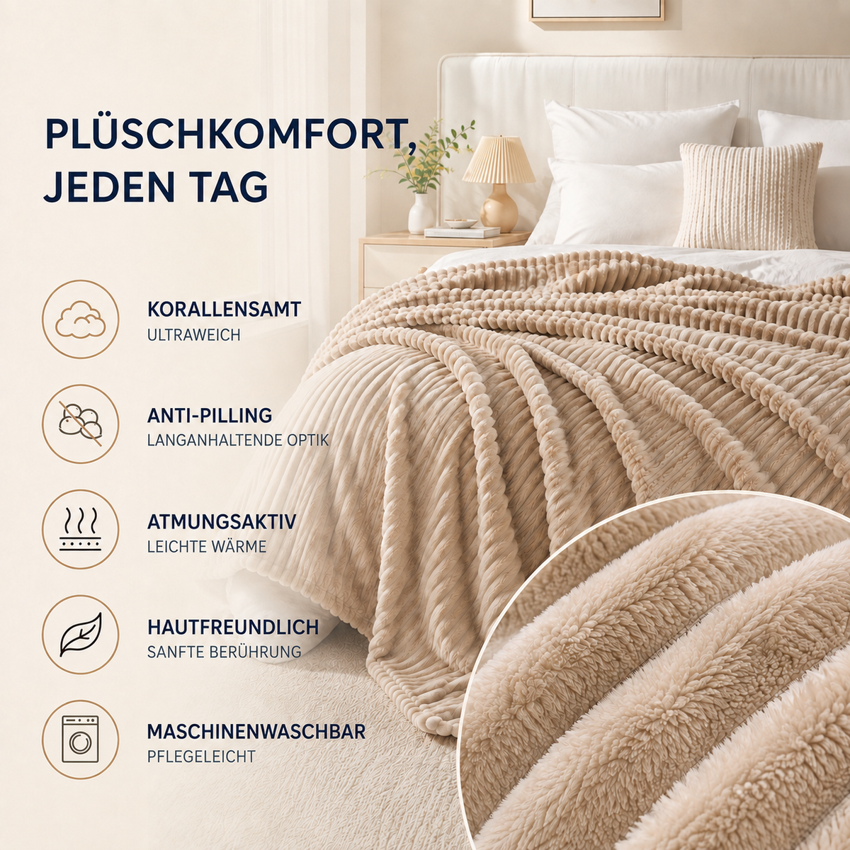 Nordspur | Thick Coral Velvet Wurfdecke