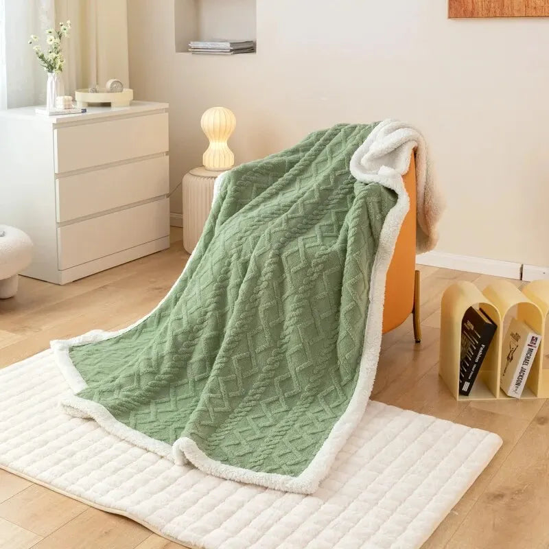 Verdickte Jacquard-Decke mit Sherpa-Futter für gemütliche Wärme
