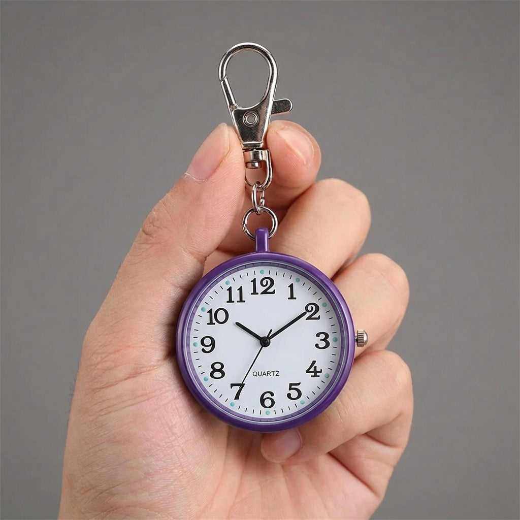 Kompakte Schlüsselanhänger-Taschenuhr mit Quarzwerk und großem Zifferblatt