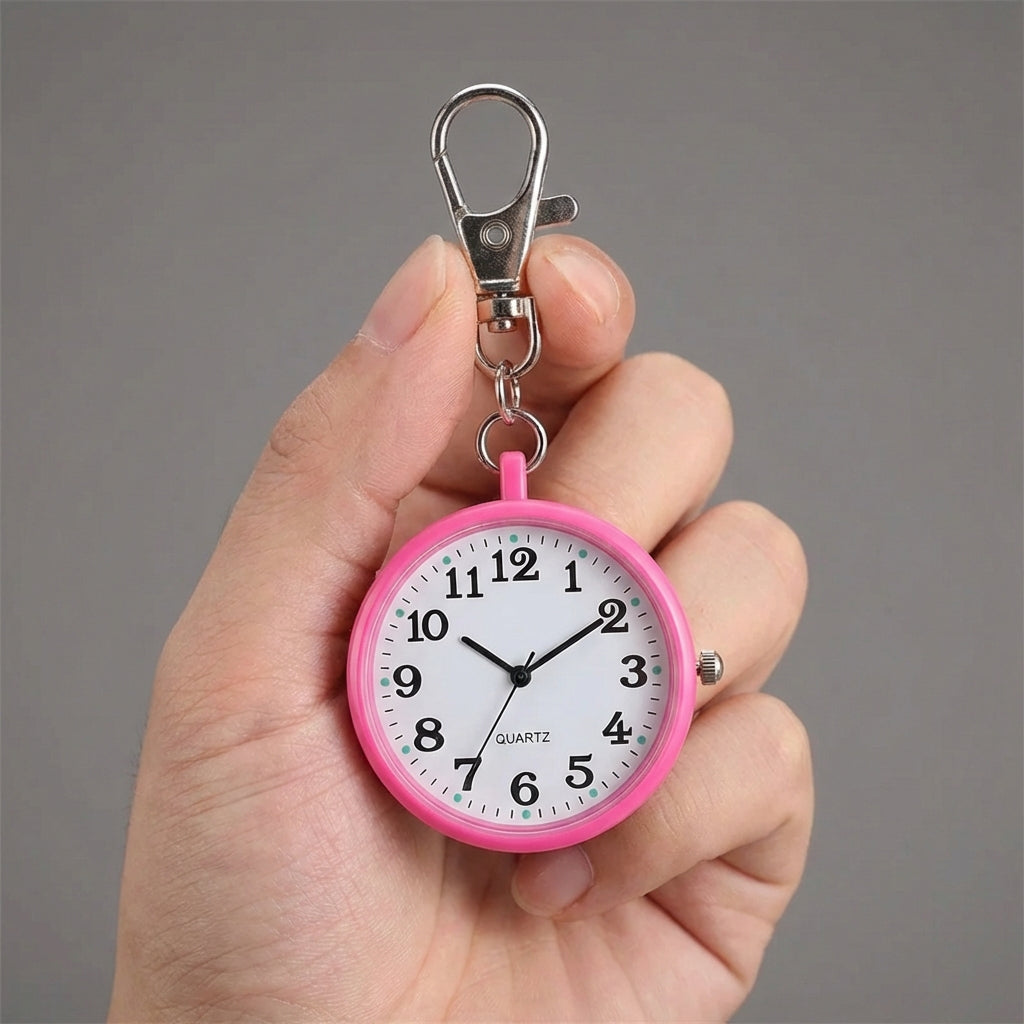 Kompakte Schlüsselanhänger-Taschenuhr mit Quarzwerk und großem Zifferblatt