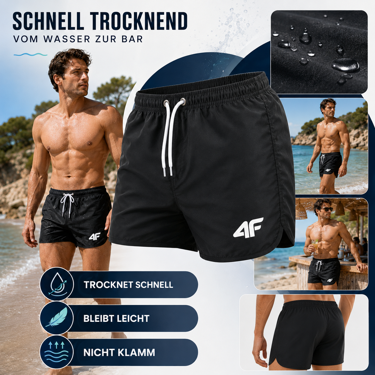 Nordspur | TideRunner Badehose Herren Strand | Schnelltrocknend