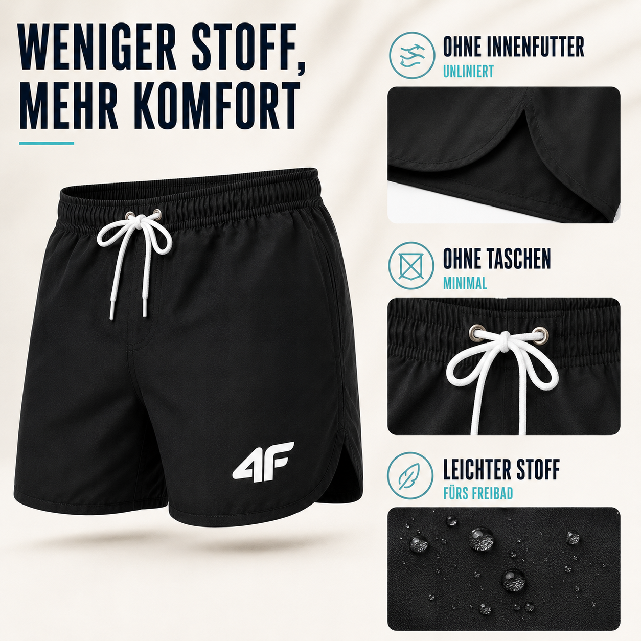 Nordspur | TideRunner Badehose Herren fürs Freibad | Schnelltrocknend
