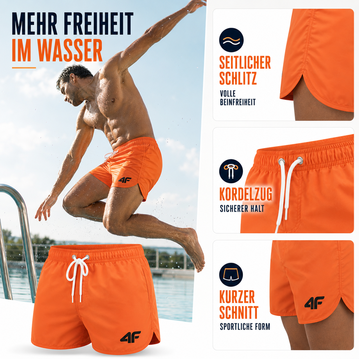 Nordspur | TideRunner Badehose Herren fürs Freibad | Schnelltrocknend