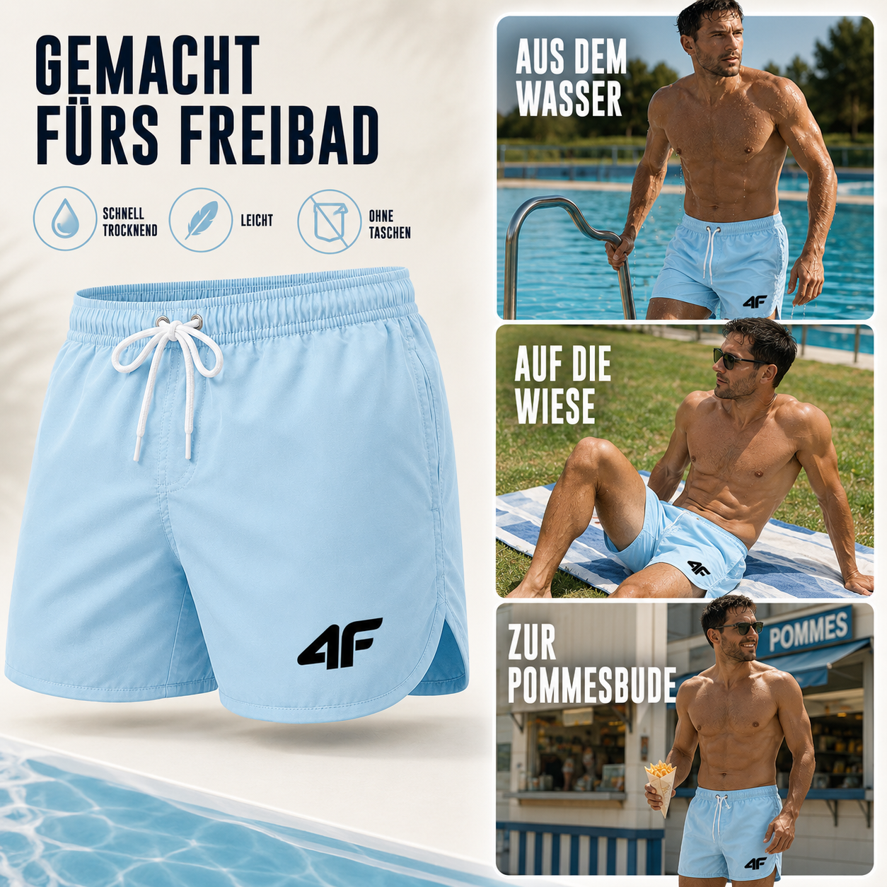 Nordspur | TideRunner Badehose Herren fürs Freibad | Schnelltrocknend