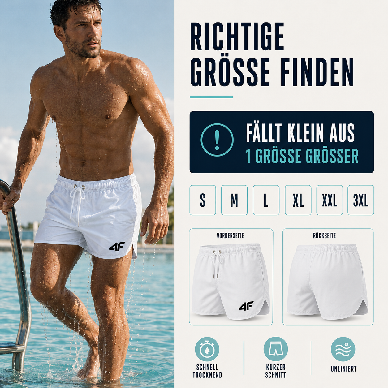 Nordspur | TideRunner Badehose Herren fürs Freibad | Schnelltrocknend