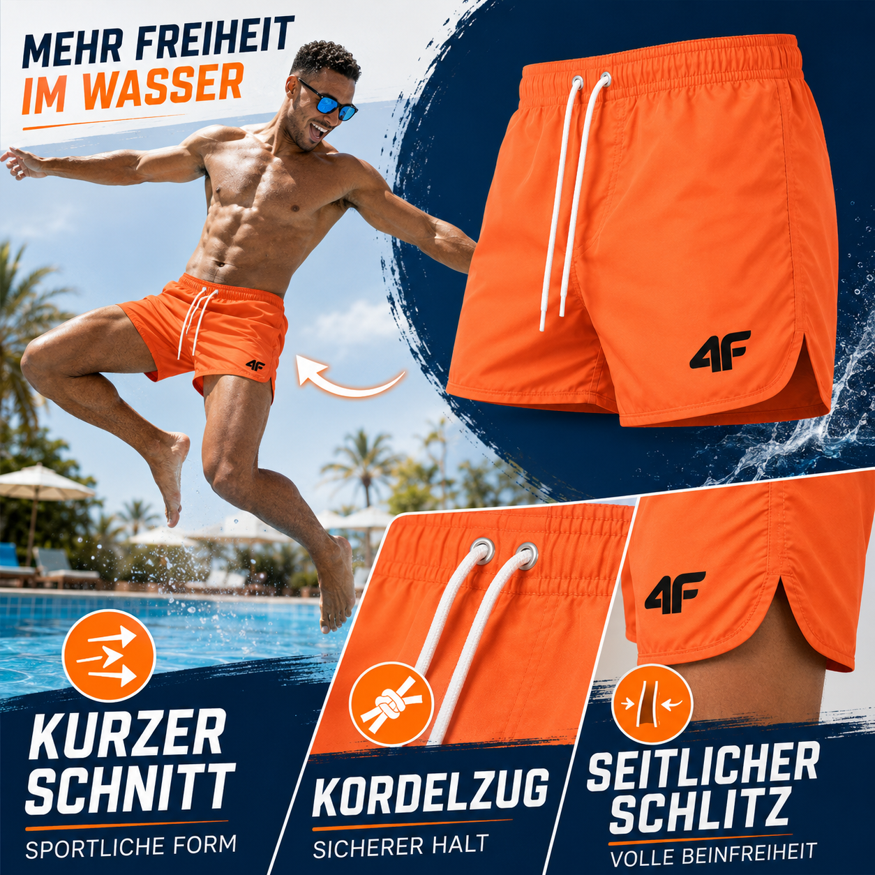 Nordspur | TideRunner Kurze Badehose Herren | 5 Zoll Schnitt, schnelltrocknend