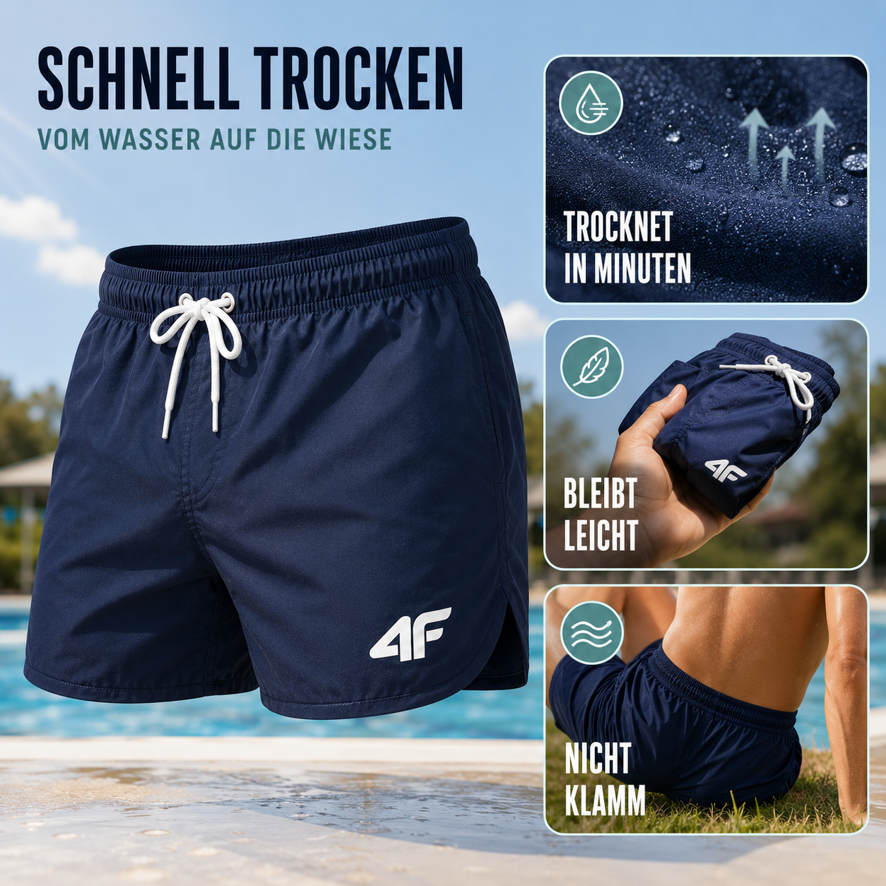 Nordspur | TideRunner Kurze Badehose Herren | 5 Zoll Schnitt, schnelltrocknend