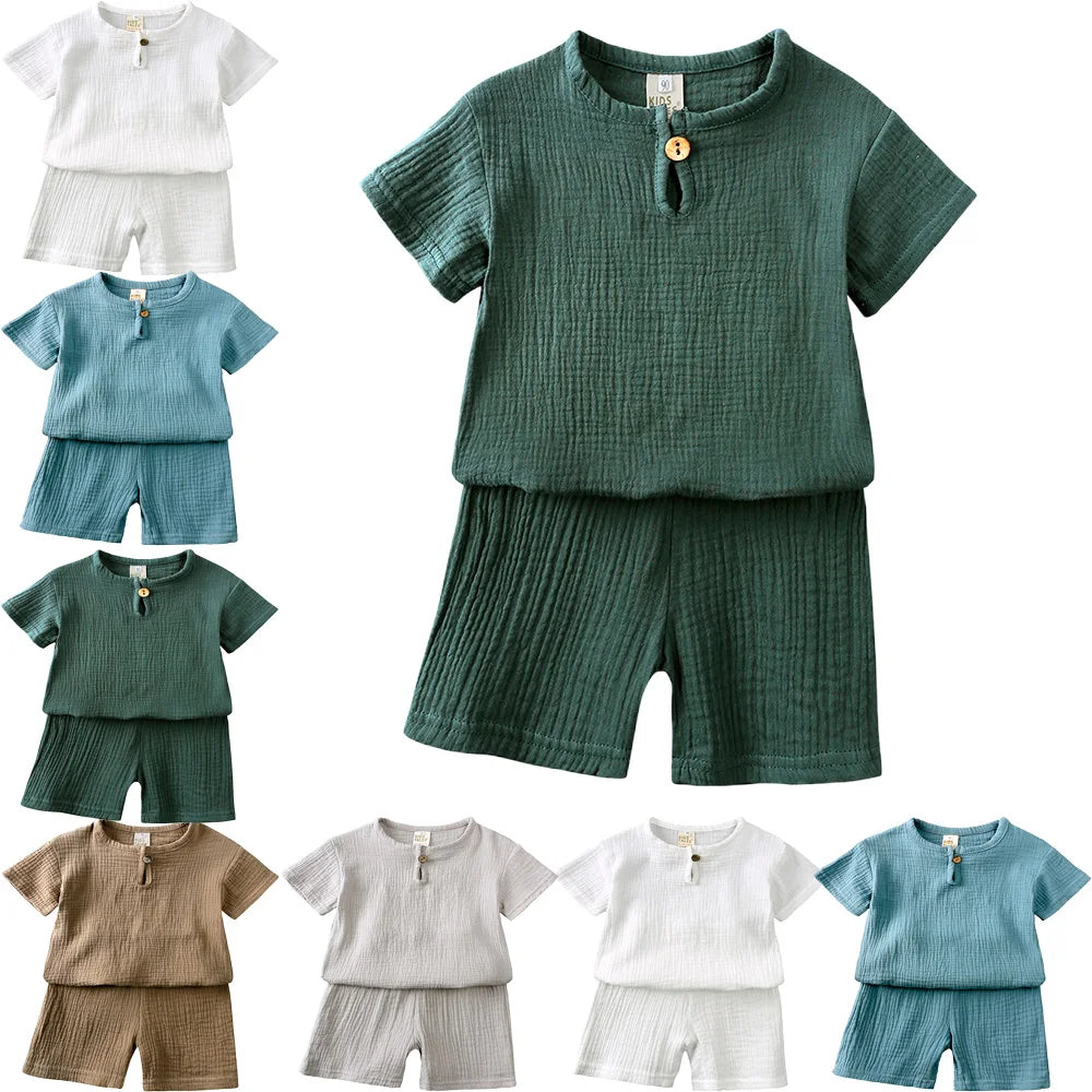 Baby Sommer Set aus Kurzarm Oberteil und Shorts für Jungen und Mädchen
