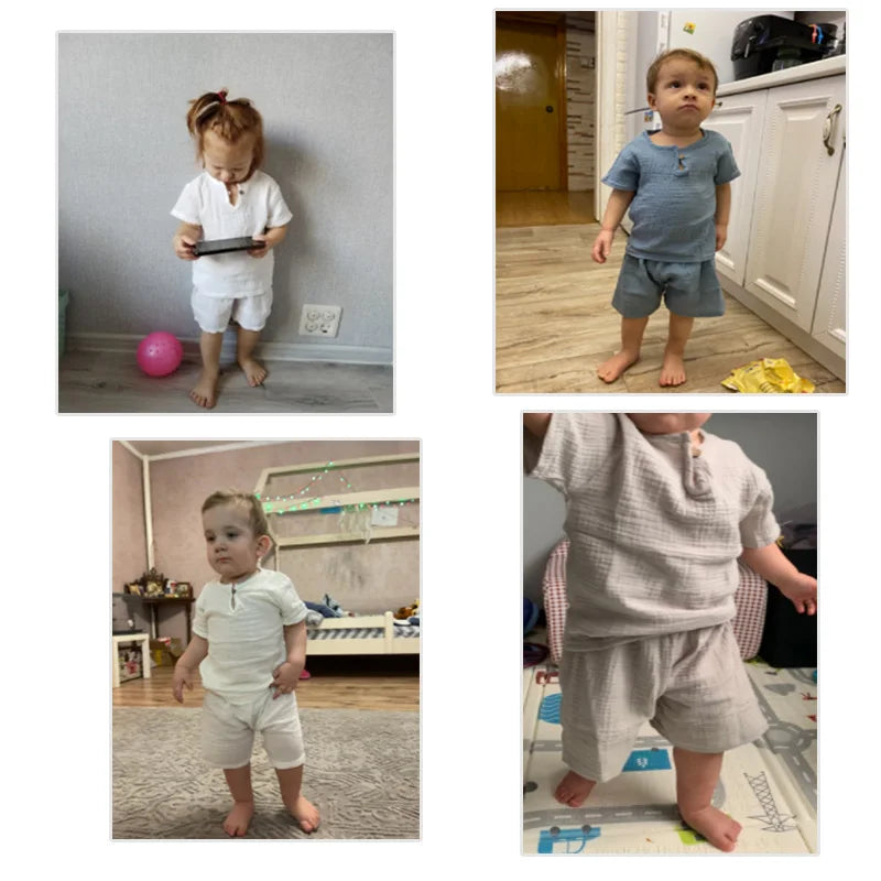 Baby Sommer Set aus Kurzarm Oberteil und Shorts für Jungen und Mädchen
