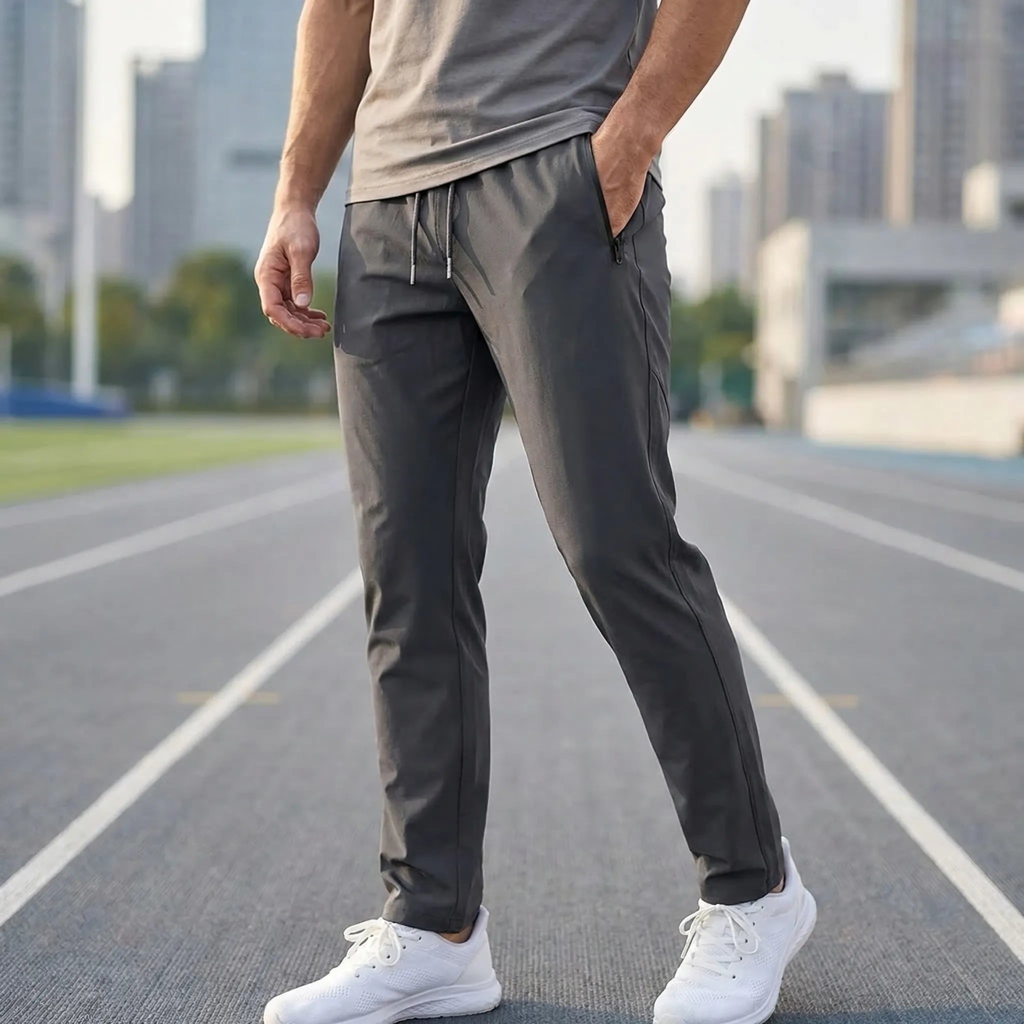 Herren Jogginghose Slim Fit für Training und Freizeit mit Reißverschlusstaschen