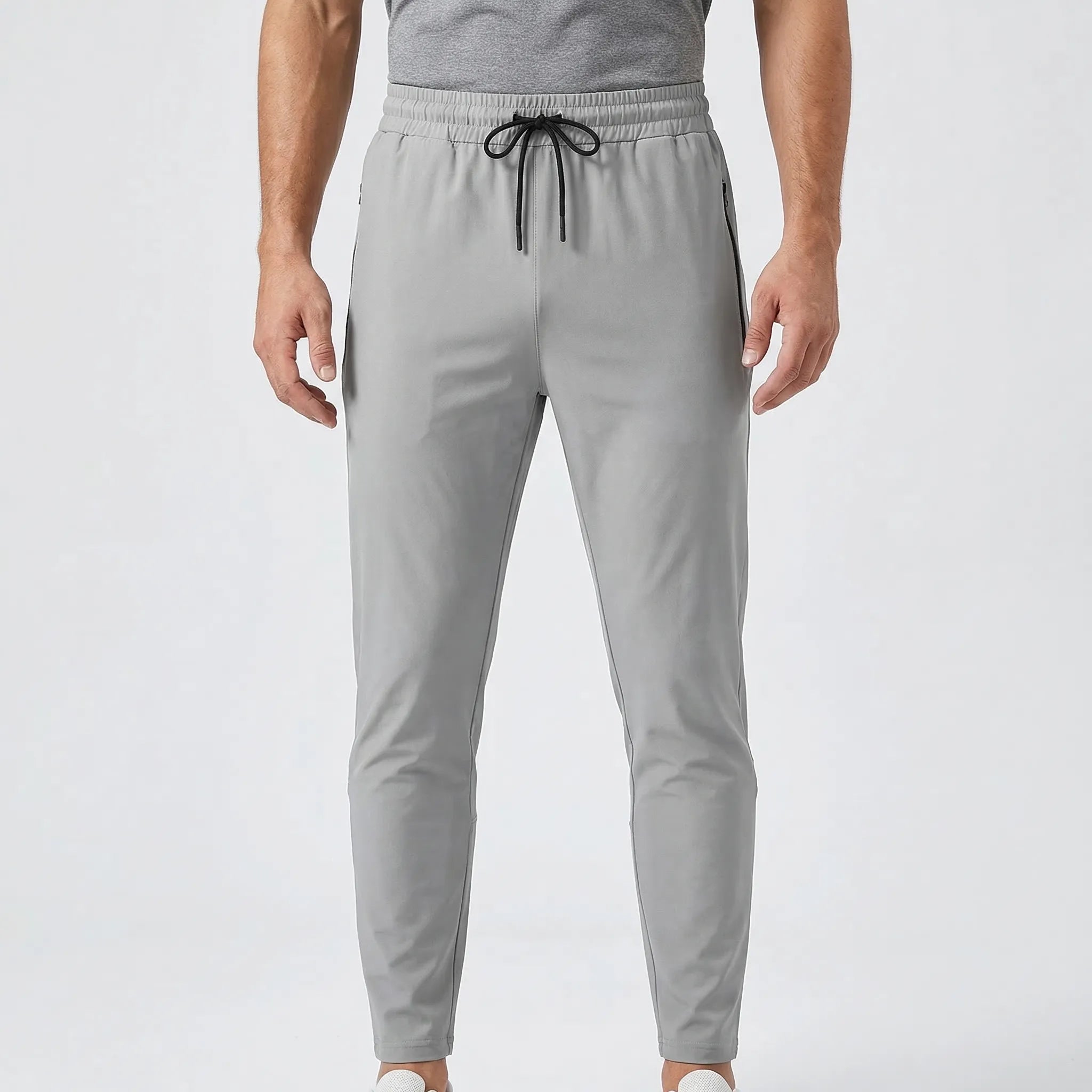 Herren Jogginghose Slim Fit für Training und Freizeit mit Reißverschlusstaschen