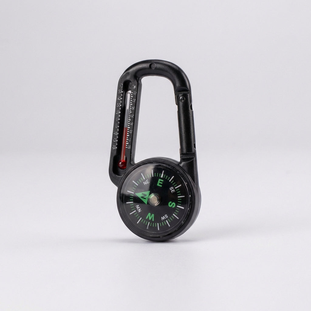 Mini Karabiner-Kompass mit Federklinke und integrierten Kompass